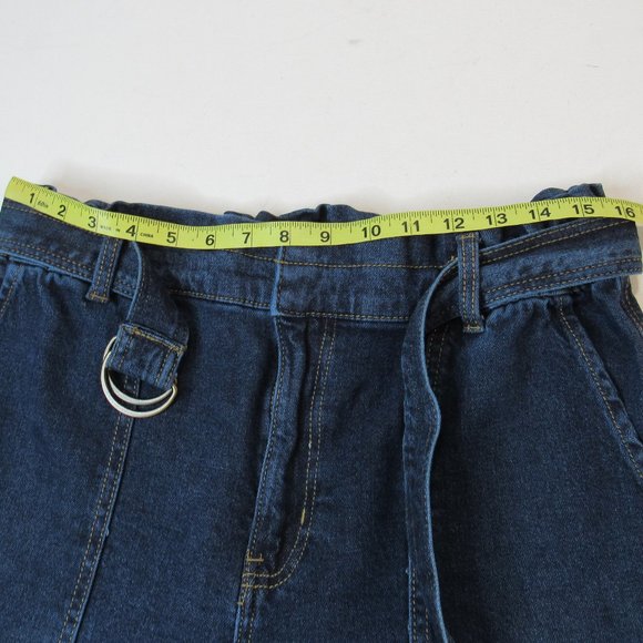 Time and Tru Women's Paperbag Belted Denim Jeans Size 12 - Picture 10 of 15